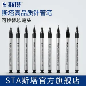 Sta Luxe Metalen Verschillende Maten Fijne Lijn Zwarte Kleur Navulbare Inkt Kalligrafieborstel Kunst Fineliner Pen Met Pen Clip