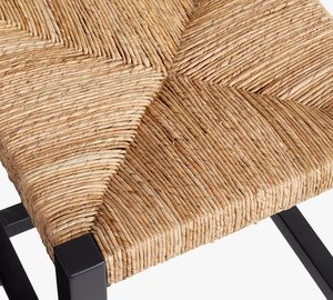 Tabouret de bar en bois avec siège en jonc de mer tissé à la main moderne à quatre pieds sans dos charme rustique fonctionnalité polyvalente tabouret de bar pour la maison - Product Image 6