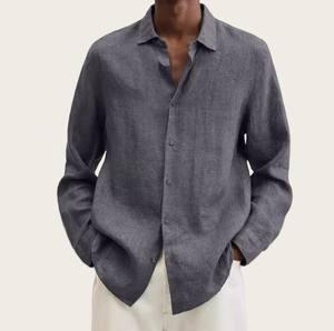 <span class=keywords><strong>Camicia</strong></span> da <span class=keywords><strong>uomo</strong></span> personalizzata a maniche lunghe tinta unita, casual, taglie forti, in cotone e <span class=keywords><strong>lino</strong></span> - Product Image 2