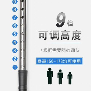 Stainless Steel Telescopic Walking Stick Lightweight Rubber Tip For Elderly 3 Joint Adjustable Height - Product Image 4