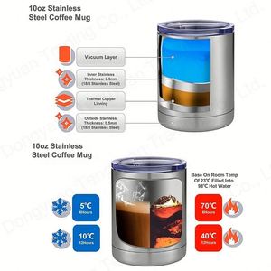Custom Logo Business Gifts Classic Lowball Double-Wall Stainless Steel <b>Reusable</b> Travel Coffee Tumbler 10oz <b>Lid</b> Vacuum Insulated - Product Image 3