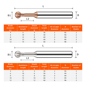 Tungsten Steel Lollipop <strong>End</strong> <strong>Mill</strong> Ball <strong>Nose</strong> Cutter for Steel and Aluminum Arch-shaped Carbide Extended Radius Ball <strong>Nose</strong> <strong>Mill</strong> - Product Image 6