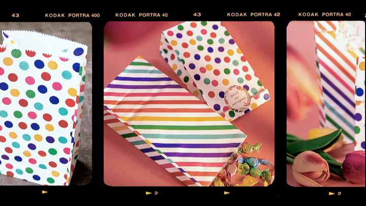 Party Bag Kraft Paper with Rainbow Stripe Made in China - Main Image