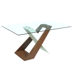 Table de salle à manger moderne en verre transparent noir blanc <span class=keywords><strong>MDF</strong></span> simple livraison rapide meubles pour cuisine panneau d'hôtel pour salle à manger - Product Image 2