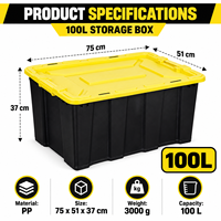 Conteneur de stockage robuste en PP 100L pour camping, extérieur, garage, entrepôt - Vente en gros