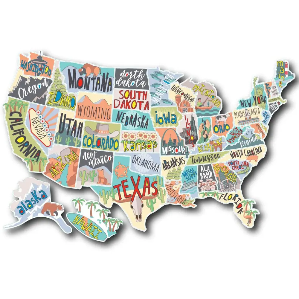 RV State Sticker Travel Map USA States Visited Decal United States Exterior or Interior Motorhome Wall Decals