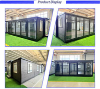 Maisonnette préfabriquée extensible en conteneur, avec fenêtre en verre du sol au plafond, installation rapide et portable