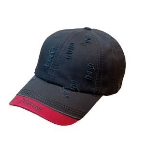 Unisex <b>Baseball</b> <b>Cap</b> Cotton Canvas Distressed Embroidered Letter Color Block Duckbill Hat For Autumn Winter Street Fashion - Product Image 5