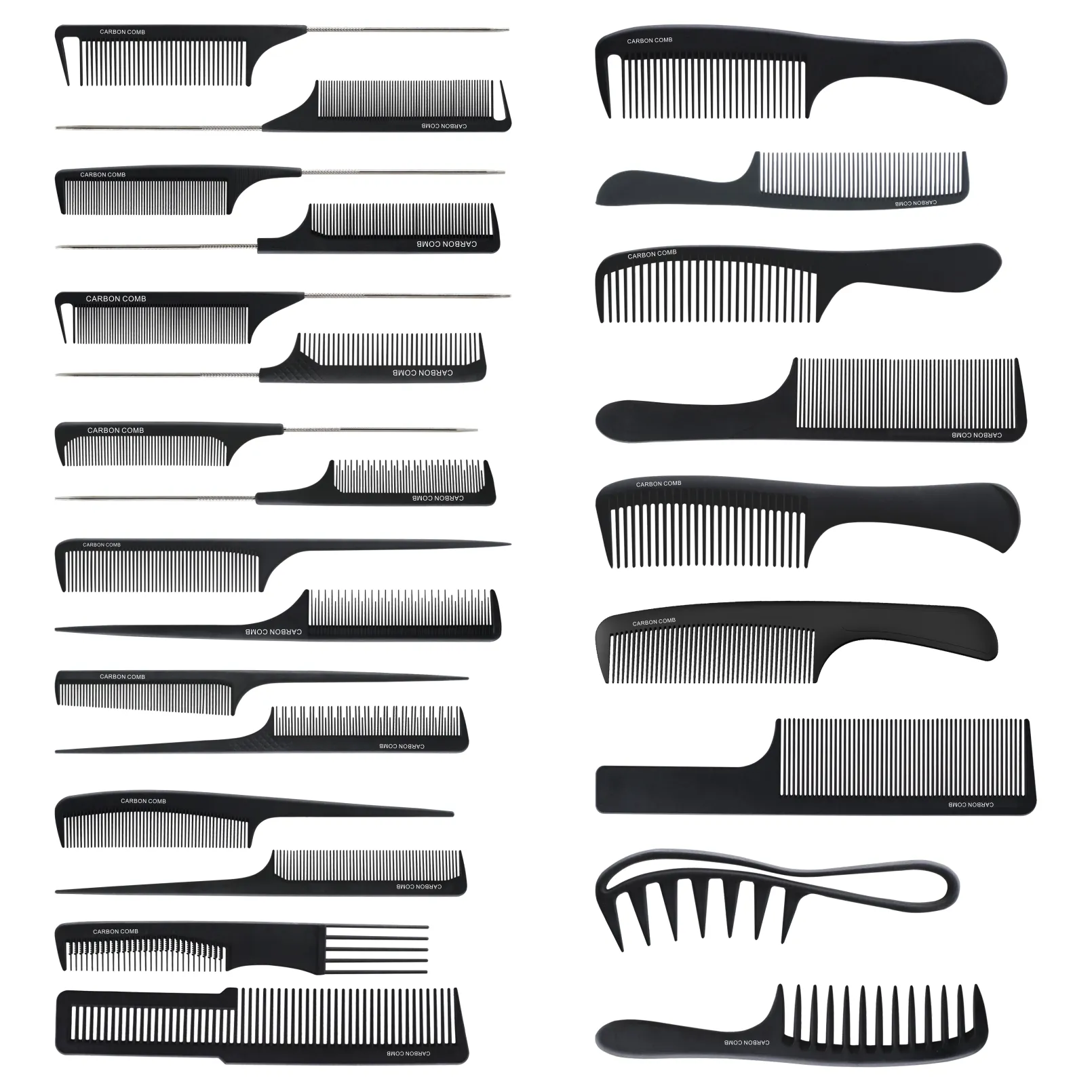 Peigne noir lisse pour Salon de coiffure, nouveau logo personnalisé de haute qualité, en Fiber de carbone antistatique pour barbier, coupe de cheveux