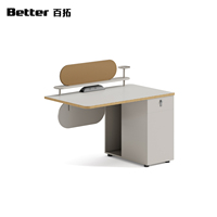 Poste de travail ergonomique moderne pour 2 personnes, avec cloison linéaire, écran de séparation et armoire de rangement, facile à assembler pour bureau ouvert
