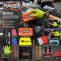 Kit d'outils professionnels KUNAISI 19 pièces pour l'installation de film vinyle et de teinte sur vitres de voiture, avec raclette, cutter, gants et sac à outils, modèle CN