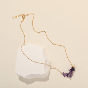 Joyería de piedras preciosas irregulares de oro de 14K, piedra rugosa, amatista de cuarzo rosa, collar de cristal personalizado con chip - Product Image 5