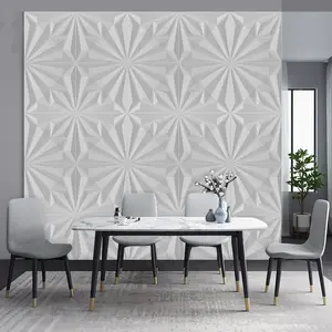 热销3d墙板聚氯乙烯50 * 50厘米白色哑光方形墙贴和贴纸装饰交错圆形风格