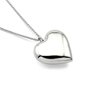 Stainless Steel Big Hollow Sweet Love Heart Pendant Necklace Punk Chunky Pendant Romantic Jewelry Gift for Lovers or Couple