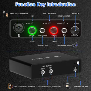Interface audio <span class=keywords><strong>USB</strong></span> 192 kHz, <span class=keywords><strong>carte</strong></span> <span class=keywords><strong>son</strong></span>, prise en charge du microphone <span class=keywords><strong>XLR</strong></span>, mélangeur audio de studio, alimentation fantôme 48 V, enregistrement de podcast - Product Image 2