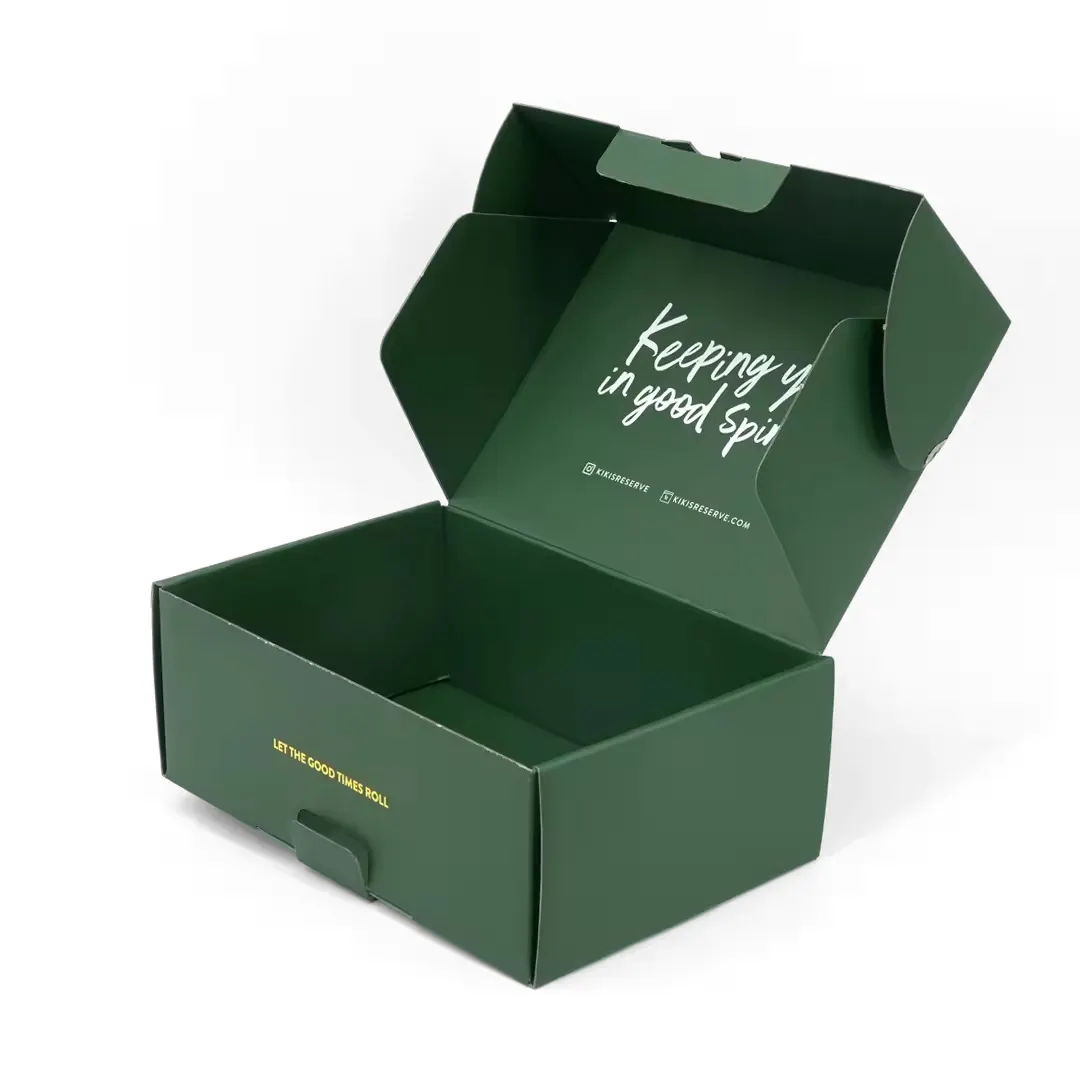 Usine de luxe Vente en gros Vert impression carton ondulé boîte cadeau vêtements chaussures t-shirt emballage boîtes d'expédition boîte à chaussures