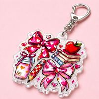 Porte-clés personnalisé en acrylique, style Coquette, cadeau esthétique scolaire, breloque de sac rose avec nœud, accessoire mignon pour professeur, vente en gros