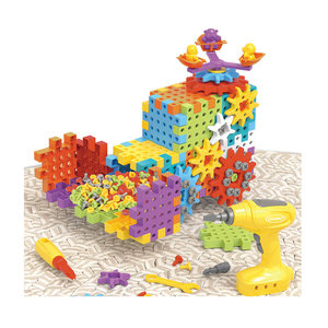 Juguetes educativos creativos para niños, juego de bloques de construcción de engranajes eléctricos coloridos, herramientas para niños con taladro eléctrico - Product Image 1