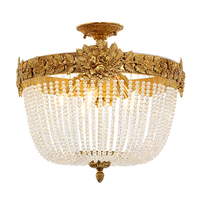 Lampe de plafond en cristal de luxe avec perles, design vintage en laiton, éclairage pour couloir et chambre à coucher, décoration d'intérieur Jewellerytop