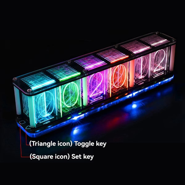 2021 Rgb Glow Tube Clock Led Cool Nixie Tube Alarm Clock Steampunk Clock Tube