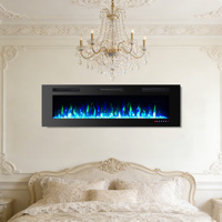 Cheminée électrique encastrée murale à télécommande, 13 couleurs de flamme artificielle, 12 couleurs de charbon, pour la maison