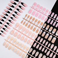 132 Uñas Postizas de Larga Duración, 5 Colores, Forma Cuadrada, Punta Francesa Blanca, Material ABS, Aplicación con los Dedos