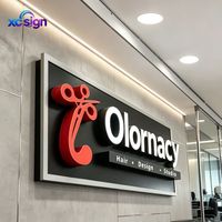Enseigne 3D LED en acrylique personnalisée rétroéclairée, transformateur, canal en acier inoxydable, identification métallique pour bâtiments commerciaux et bureaux