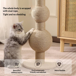Tiragraffi per <span class=keywords><strong>Gatti</strong></span> a Doppia Sfera in Sisal con Giocattolo a Sfera, Torre Tiragraffi Verticale per <span class=keywords><strong>Gatti</strong></span> da Interno <span class=keywords><strong>e</strong></span> <span class=keywords><strong>Gattini</strong></span> - Product Image 2