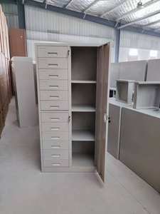 Armoire de rangement de garage haute en acier de style moderne avec étagères réglables, 2 portes verrouillables, armoire à dossiers pour l'école et l'hôpital - Product Image 6