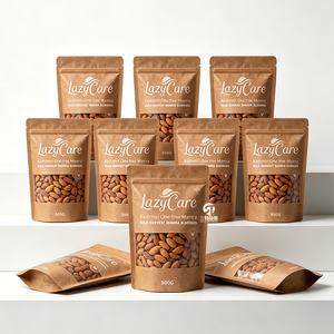 Eco Friendly Custom Kraft Paper Snack Packaging Pouches with <b>Clear</b> Window Resealable Zipper and Hang Hole for Nuts 100g 250g 500 - Product Image 5