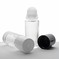 Rouleau de Offre Spéciale sur bouteille de 30ml 50ml Vente en gros OEM Boule de rouleau de sérigraphie Bouteilles en verre transparent Tête noire rose