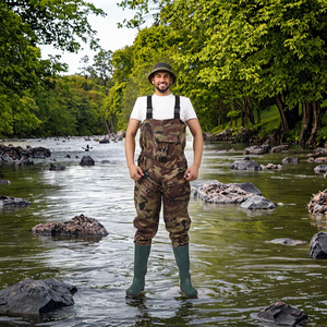 Salopette de pêche et de chasse imperméable camouflage pour hommes et femmes avec bottes en caoutchouc - Product Image 5