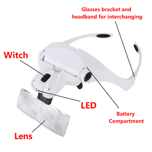 Lupa de Cabeza con 5 Lentes Ajustables y Luz LED, Gafas de Aumento con Lámpara LED para Extensión de Pestañas y Herramientas de Injerto - Product Image 3