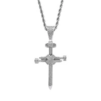 Luxe personnalisé hommes ongles croix collier clou croix pendentif collier hanches houblon glacé pavé cubique zircone bijoux