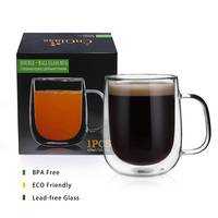 CnGlass Factory Tasse à café en verre borosilicaté à double paroi isolée à double paroi soufflée à la main pour cappuccino