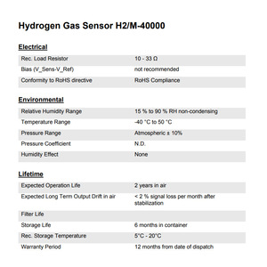 เซ็นเซอร์ก๊าซไฮโดรเจนเมมบราพอร์ H2/M-40000 0-40000 ppm แบบอิเล็กโทรเคมี สำหรับความปลอดภัยและอุปกรณ์พกพา - Product Image 2