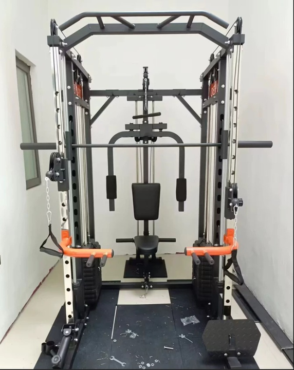 Factory Supplier Home Gym Smith Machine 70kg*2 Squat Rack Power Cable Crossover Exercise Equipment with Weight Stack