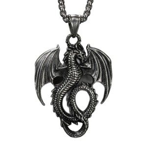 yunnique Dragon Pendant Necklace Stainless Steel Men's Hip Hop Chain Jewelry Animal Shape Geometric Design 3x60cm - Product Image 5