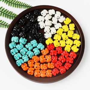Cuentas de Cerámica con Forma de Elefante de Dibujos Animados, Agujero Recto, Colores Variados, 10 Piezas/Bolsa, Materiales para Manualidades, Pulseras y Pendientes - Product Image 2