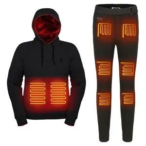 Winter Outdoor Hoodie Baumwolle Custom Unisex Hoodies Hosen Anzug wiederauf ladbare Batterie USB beheizte Hoodie Männer