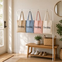 Tas Tote Kanvas Berat dengan Kantong Depan Kapasitas Besar, Tas Belanja Bahu Katun Reusable untuk Wanita, Perjalanan, Kerja, Pantai, Sehari-hari