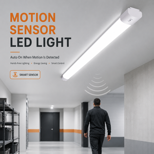 Smart Motion <b>Sensor</b> LED Tri-proof <b>Light</b> Auto on Off Parking Garage LED Linear <b>Light</b> AC220-240V Batten Fixture - Product Image 1