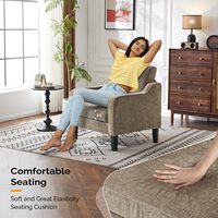 Sofá moderno de tela de chenilla, marrón claro de lectura cómoda silla para dormitorio, sillón recogido, sillas decorativas de mediados de siglo
