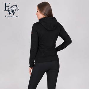 Sudadera con capucha de <span class=keywords><strong>caballo</strong></span> para mujer, ropa ecuestre, Tops de <span class=keywords><strong>montar</strong></span> <span class=keywords><strong>a</strong></span> <span class=keywords><strong>caballo</strong></span>, negro, oro rosa, novedad - Product Image 2