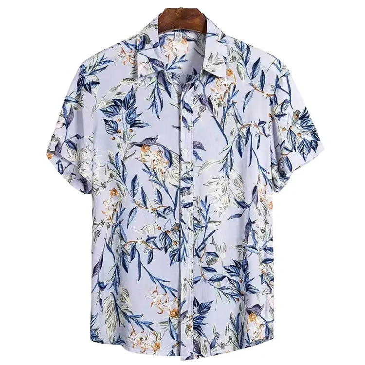 Hot sale 2022 Stylish Fashion 100% cotton man polo t-shirt custom Hawaiian shirt button up shirt mens
