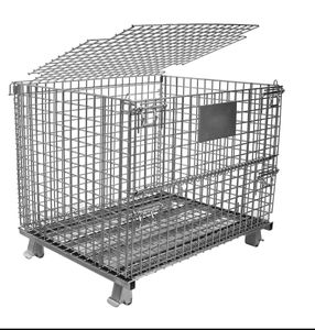 Keranjang kawat lipat, keranjang kawat dengan roda, wadah jala lipat - Product Image 1