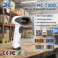 Lector de Códigos de Barras con Cable CMOS de Alta Velocidad JR HC-720, Dispositivo de Escaneo de Códigos QR Portátil para Inventario de Almacén