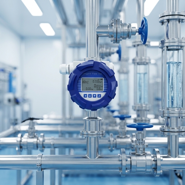 Clouds Digital Turbine Flow Transmitter 316L Stainless Steel Impeller IP68 Waterproof High-Frequency Pulse Digital Output for