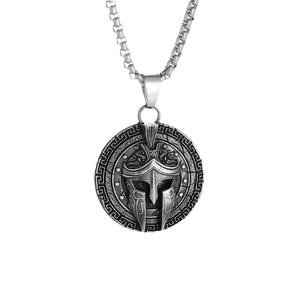 Collana da Donna Retrò con Ciondolo a Maschera Spartan Warrior in Acciaio Inossidabile, Catena a Maglie, di Tendenza, alla Moda, per Feste - Product Image 1