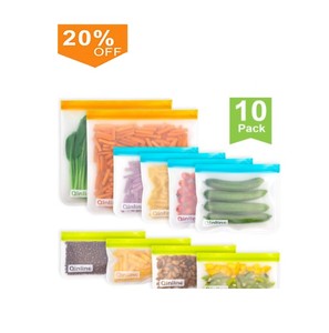 Amazon best Seller Zip Seal Reusable Storage Bag Kit Lead Free PEVA Food Storage Bags